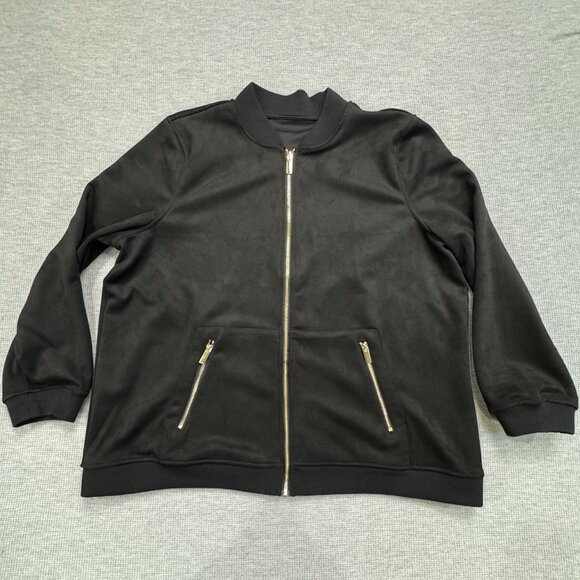 Joy Mangano CleanBoss Womens  Size 1X Black Reversible Bomber Jacket Gold NEW - Picture 6 of 16